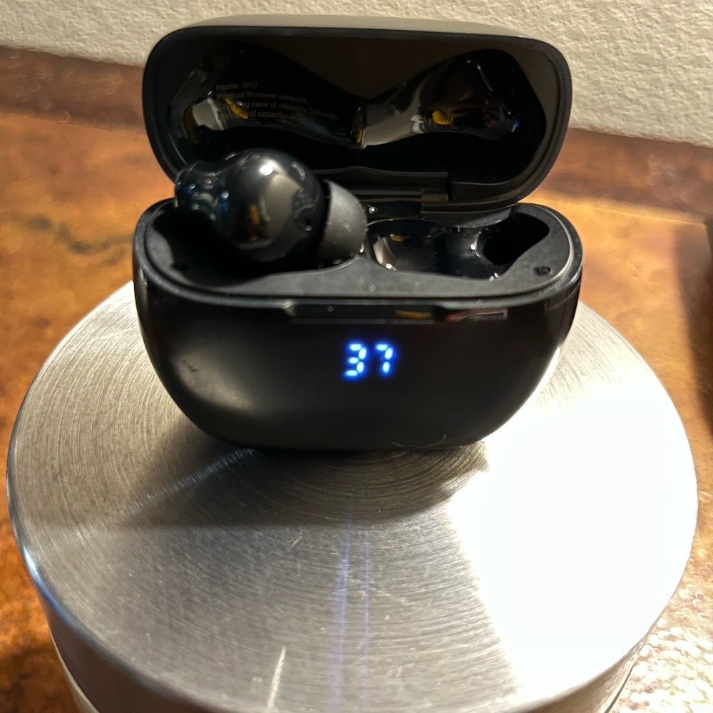 Black Wireless Earbuds with Charging Case
